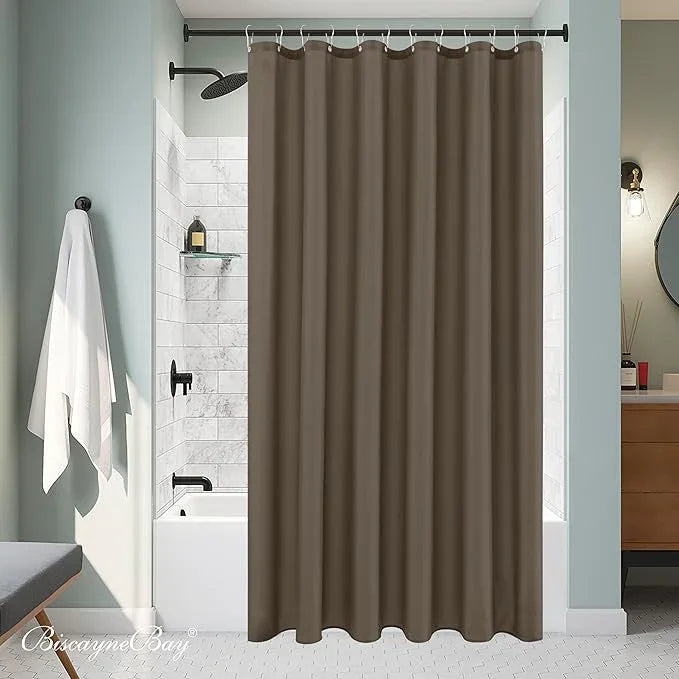Biscaynebay Hotel Quality Fabric Shower Curtain Liners 72 Inch Width by 84 Inch Length, Taupe Water Resistant Bathroom Curtains, Rust Resistant Grommets Top Weighted Bottom Machine Washable - ModernBath
