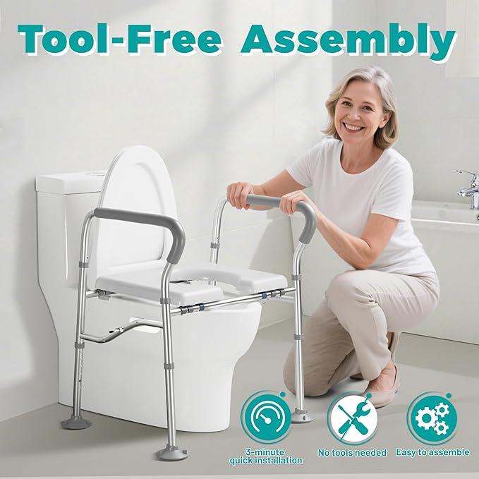 Raised Toilet Seat Riser with Handles for Seniors,Adjustable Elevated Height & Width,500lb Handicap Toilet Seat with Locking Clamps for Elderly,Pregnant,Fit Any Toilet - ModernBath
