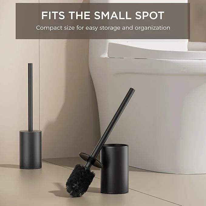 FORIOUS Toilet Brush and Holder Set, 304 Stainless Steel Heavy Duty Base and Handle for Bathroom Deep Cleaning, Toilet Bowl Cleaners Brush with Holder, Space Saving for Storage (2, Matte Black) - ModernBath
