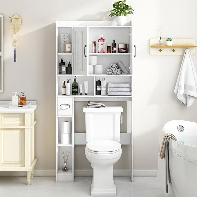 Over The Toilet Storage Cabinet, Farmhouse Storage Cabinet Over Toilet with Barn Door，Home Space-Saving Toilet Rack, for Bathroom, Restroom, Laundry - ModernBath