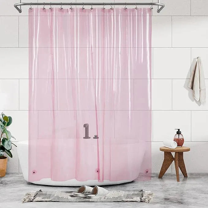 Barossa Design Clear Pink Long Shower Curtain Liner 78" Height - 3 Magnets & Waterproof Lightweight PEVA Shower Liner for Bath Tub, PVC Free, Metal Grommets, Clear Pink, 72x78 - ModernBath
