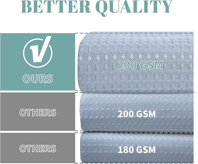 eachope ForstBlue No Hook Waffle Weave Shower Curtain with snap-in Liner Replacement, 230GSM Waterproof Fabric Hotel Shower Curtain Set for Bathroom, Through Mesh Top Window,54Wx80H - ModernBath