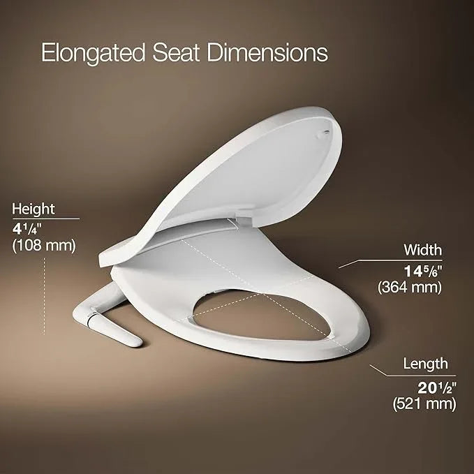 Kohler PureWash M250 Manual Elongated Bidet Toilet Seat, White, Quiet-Close Lid Prevents Slamming, Cool Water, Easy Installation with Quick-Release Hinges, Adjustable Spray Position & Pressure - ModernBath