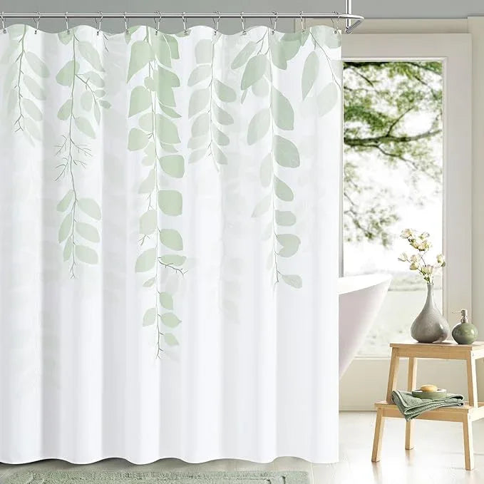 BOODII Mist gage Leaf Shower Curtain for Bathroom Botanical Eucalyptus Nature Eucalyptus Shower Curtain Set Floral Leaves Waterproof Bathroom Bath Curtains with Hooks 72x72 - ModernBath