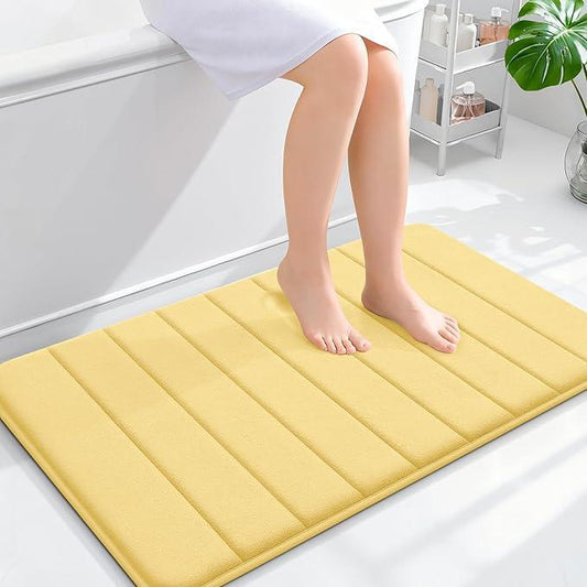 OLANLY Memory Foam Bath Mat 36x24, Super Soft Absorbent Bathroom Rugs, Quick Dry, Machine Washable Shower Floor Rugs, Bathmat Carpet, Bathroom Home Decor Accessories, Yellow - ModernBath