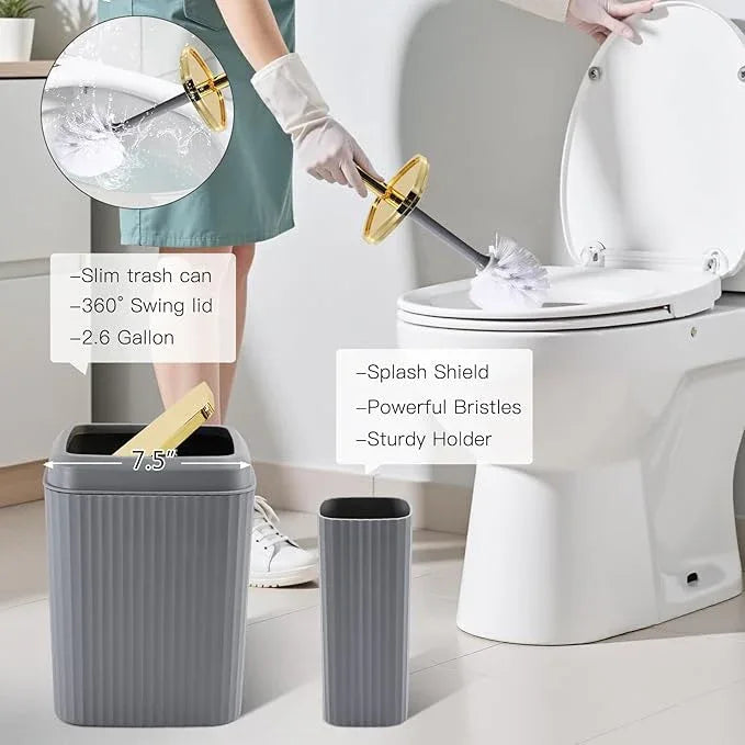 WSBArt 32PC Bathroom Accessory Set Bathroom Accessories Set Grey Bathroom Set, Shower Curtain Set, 2 Piece Bath Towel Set, 3PC Soap Dispenser, Toilet Brush & Trash Can - ModernBath