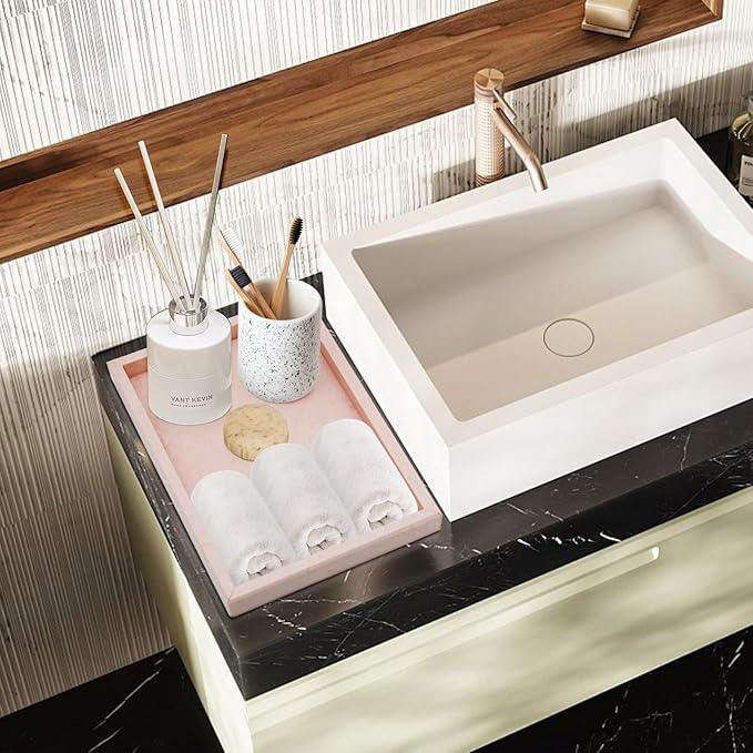 Zilukar Real Natural Marble Tray for Bathroom, Vanity, Kitchen and Desktop, Rectangle Genuine Marble Stone Tray for Jewelry, Cosmetics, Candles, Lotion, Perfume and Home Decor - ModernBath