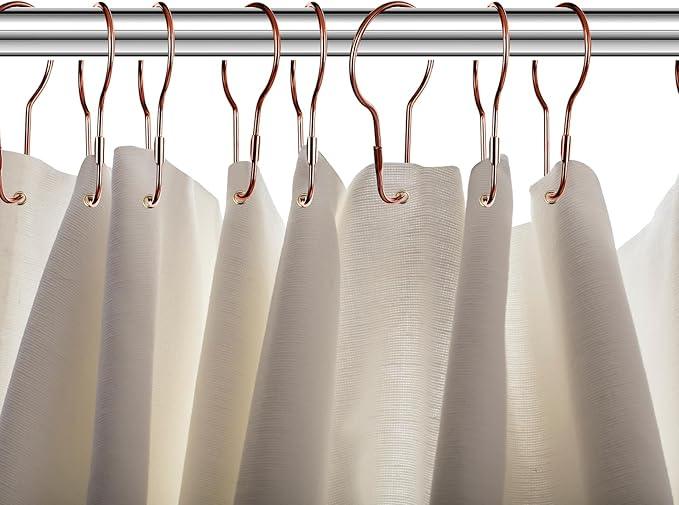 Geetery 150 Pcs Metal Shower Curtain Hooks Rust Proof Reusable Shower Curtain Hangers Multi Functional Stainless Steel Shower Curtain Rings for Bathroom Bedroom Kitchen (Bronze) - ModernBath