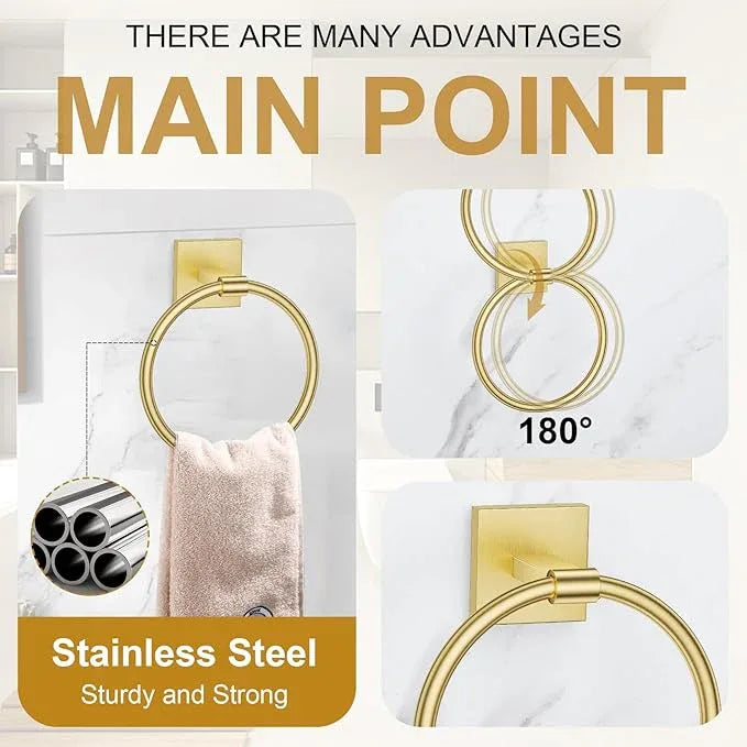 Brushed Gold Towel Bar Set, 5 Pieces Double Dase Toilet Paper Holder Bathroom Hardware Set, 23.6 Inch Stainless Steel Towel Racks for Bathroom Wall Mounted - ModernBath