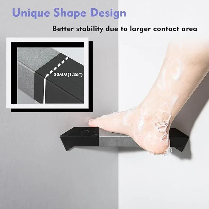 LIWEIKE Shower Foot Rest for Shaving Legs Non-Slip Scrub Corner Shower Footrest Bar Sturdy Stainless Steel Bathroom Stool for Shower to Shaving Legs Square, Matte Black - ModernBath