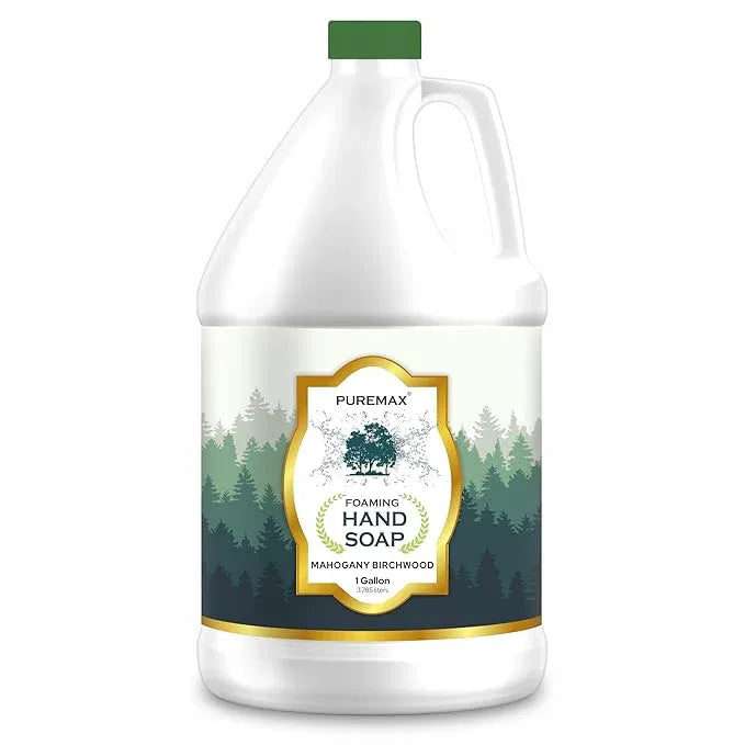 Puremax Foaming Hand Soap Refills | Mahogany Birchwood | Gentle, Moisturizing | All-Natural | Made in USA | 128 Fl Oz (1 Gallon) | - ModernBath