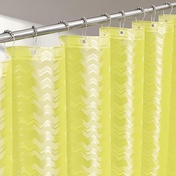 Seenus Waterproof PEVA Shower Curtain Yellow Striped, 3D Frosted Shower Curtain Liner with 3 Large Magnets, Bathroom Translucent Plastic Shower Curtain with Water Ripple Pattern - ModernBath