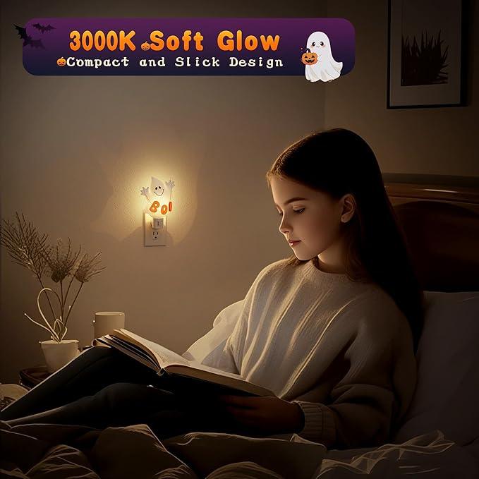 JandCase Ghost Night Light, 3000K Night Lights Plug into Wall,Cute & Funny Halloween Night Light for Kids,Plug in Ghost Nightlight with 360° Rotatable for Halloween Party Decor,1 Pack - ModernBath
