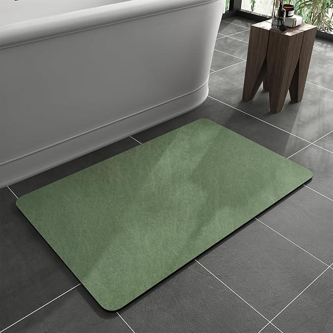 MontVoo -Bath Mat Rug-Rubber Backing Non Slip Quick Dry Absorbent Thin Bathroom Rugs Fit Under Door-Faux Suede Surface Bathroom Floor Mats-Shower Rug for in Front of Bathtub Shower Sage Green 16"x24" - ModernBath