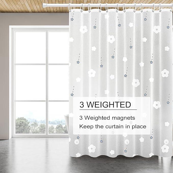 TIKABC Shower Curtain Liner, 4G PEVA Shower Liner, Plastic Waterproof Shower Curtains, 72x72 inch with Grommet Holes 3 Magnetic Weights - ModernBath