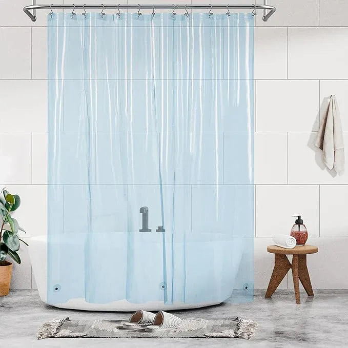 Barossa Design Clear Blue Long Shower Curtain Liner 78" Height - 3 Magnets & Waterproof Lightweight PEVA Shower Liner for Bath Tub, PVC Free, Metal Grommets, Clear Blue, 72x78 - ModernBath