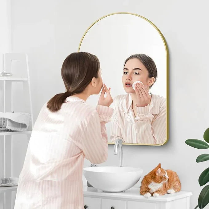 Arched Bathroom Mirror, 26"x38" Gold Arched Mirror for Bathroom, Wall Mounted Mirror, Vanity Wall Mirror Metal Frame for Bedroom, Entryway, Living Room, Hanging or Leaning Against Wall - ModernBath