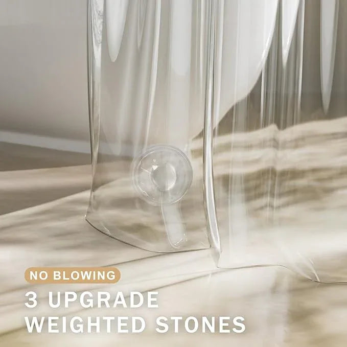 AmazerBath Shower Curtain Liner, 100% EVA Silky Soft Clear Heavy Duty Shower Curtain and Liner 2-in-1, 72x72 Luxury Plastic Weighted Bathroom Shower Liner, 12 Rustproof Grommets & 3 Heavyweight Stones - ModernBath