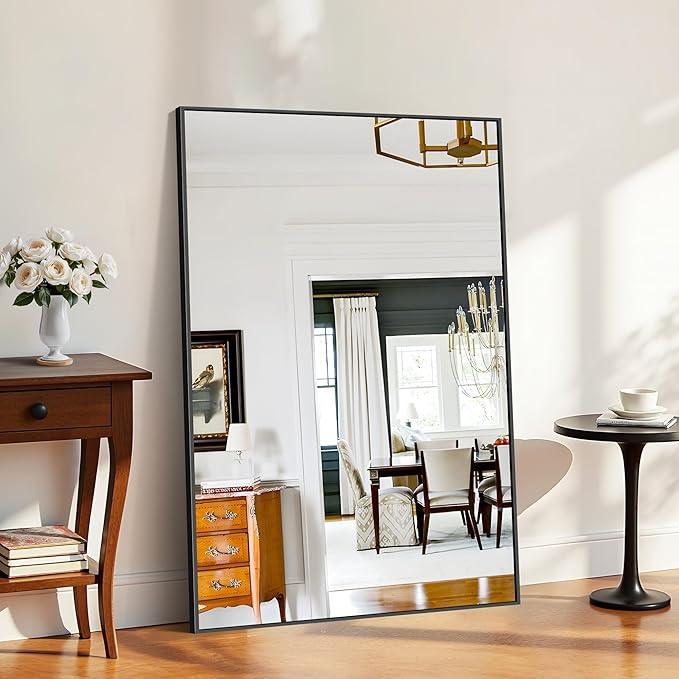 KOCUUY 60x40 Inch Large Black Wall Mounted Mirror,Aluminum Framed Decorative Rectangular Bathroom Mirror for Wall Over Sink,Vanity Mirror for Bedroom Living Room Bathroom,Functional Oversized Mirror - ModernBath