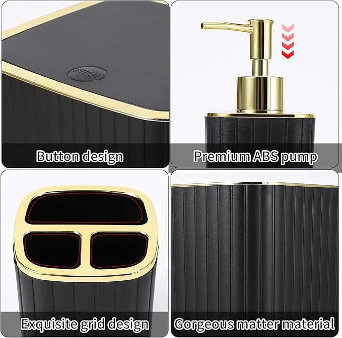 XLHOMO 26PC Bathroom Accessories Set - Gorgeous Black Bathroom Set, Bathroom Accessory Set, Black Shower Curtain Set with Bathtub Mats for Shower Tub - ModernBath