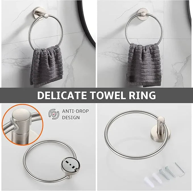 BGL Bathroom Accessory Set Brushed Nickel 4-Pieces Bathroom Towel Rack 24 Inches Adjustable Bathroom Hardware Set - ModernBath