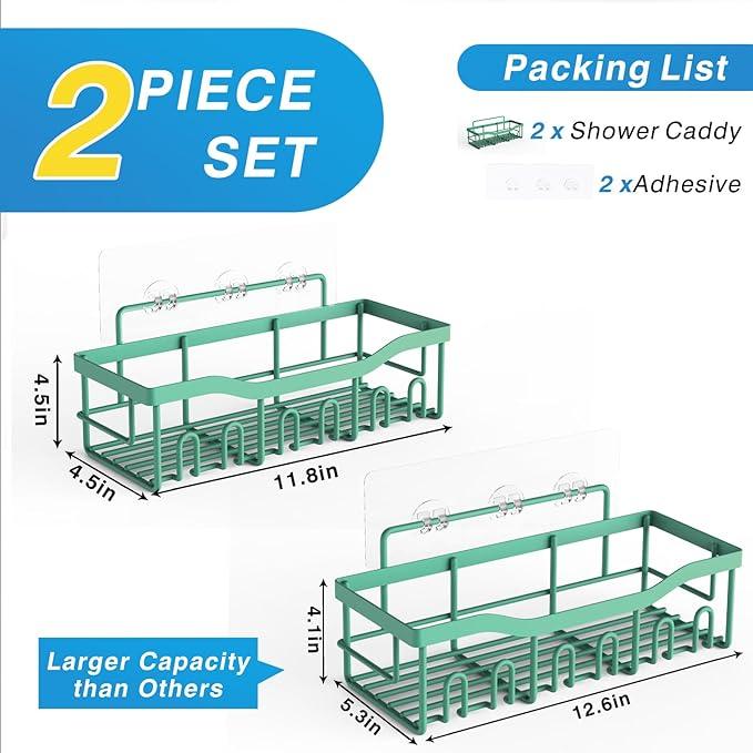 EUDELE Shower Caddy 2 Pack, Adhesive Shower Organizer for Home Decor & Kitchen Storage, No Drilling, Rustproof Stainless Steel Bathroom Shelf Organizer - ModernBath