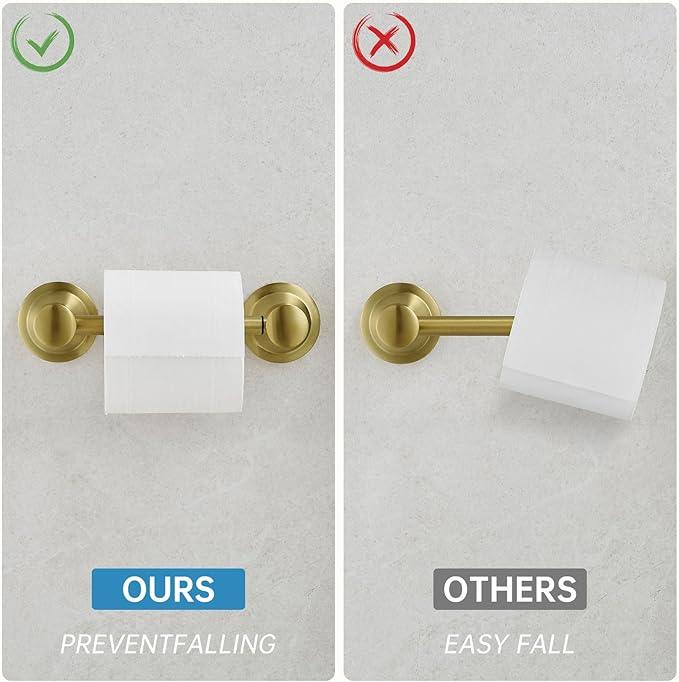 RUMOSE Toilet Paper Roll Holder Bathroom Flexible Pivoting Tissue Handle on Wall Mounted Brushed Gold Rustproof Toilet Tissue Roll Holder,Stainless Steel - ModernBath