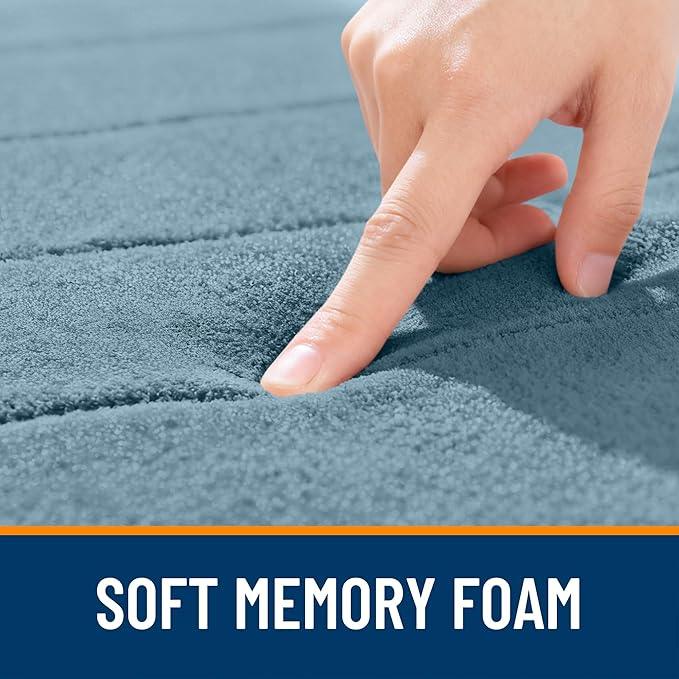 OLANLY Memory Foam Bath Mat 59x35, Super Soft Absorbent Bathroom Rugs, Quick Dry, Machine Washable Shower Floor Rugs, Bathmat Carpet, Bathroom Home Decor Accessories, Airy Blue - ModernBath