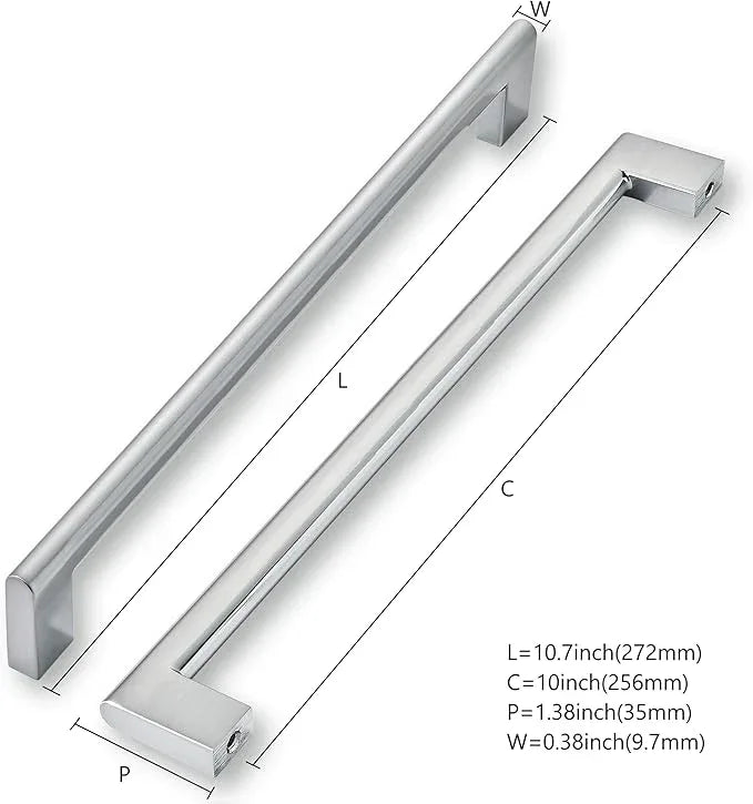 khtumeware 10 Inch Hole Center 6 Pack,Burshed Chrome Heavy Duty Solid Cabinet Pulls,Kitchen Drawer Handle, Hardware for Bathroom, Drawer, Cabinet, Door Cabinet - ModernBath