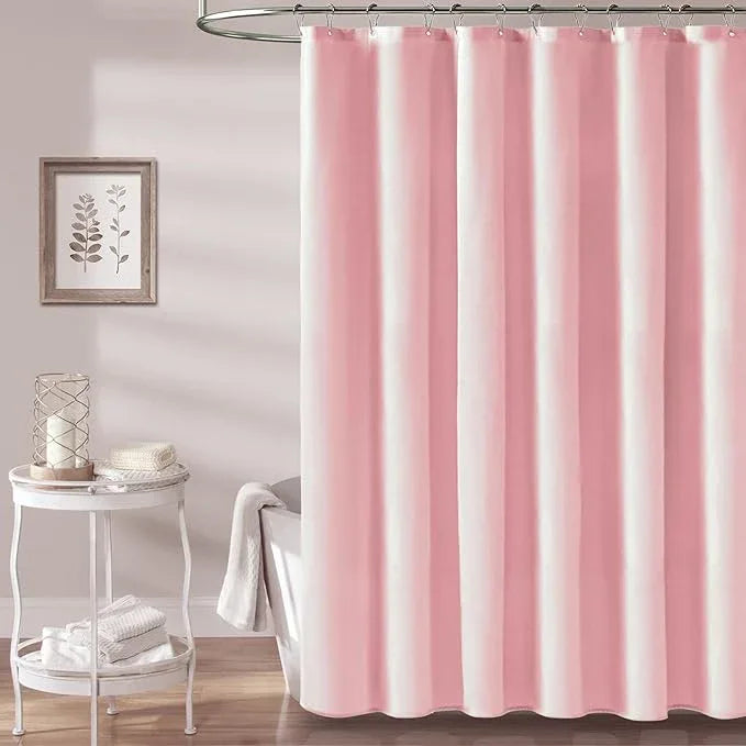 BTTN Pink Fabric Shower Curtain - Linen Textured Weighted Cloth Shower Curtain Set with 12 Plastic Hooks, Machine Washable, Hotel Spa Luxury Neutral Decorative Modern Bath Curtains for Bathroom, 72x72 - ModernBath
