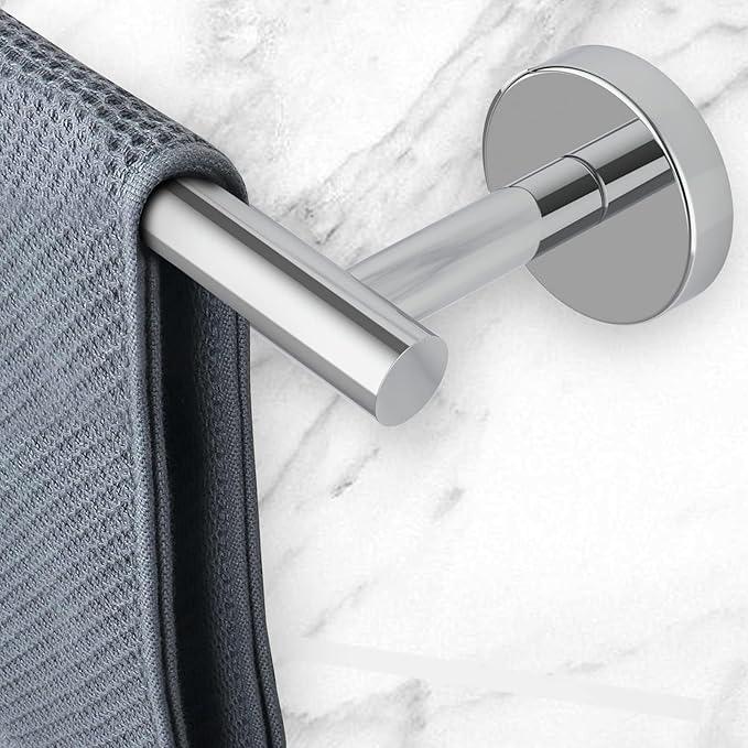 10-Pieces Bathroom Hardware Set, Includes 24 Inch Towel Racks for Bathroom Wall Mounted, Toilet Paper Holder, Towel Hooks for Bathrooms, Towel Rings for Bathroom Wall (Polished Chrome) - ModernBath