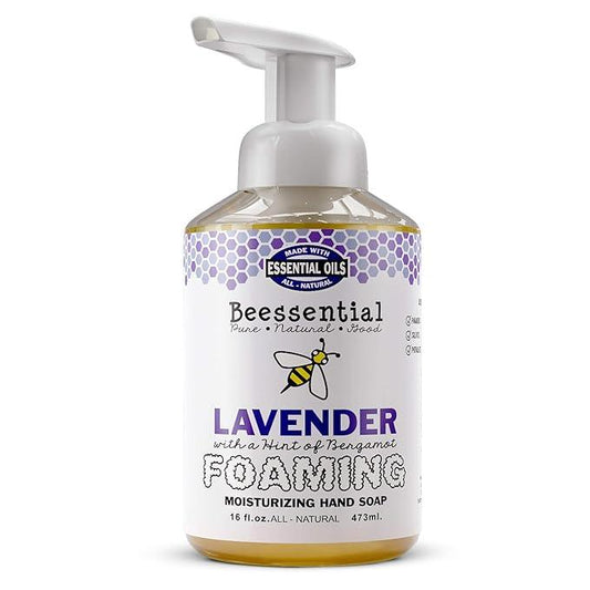 Beessential All Natural Foaming Hand Soap, Lavender and Bergamot Essential Oils, Made with Moisturizing Aloe & Honey - Made in the USA, 16 oz - ModernBath