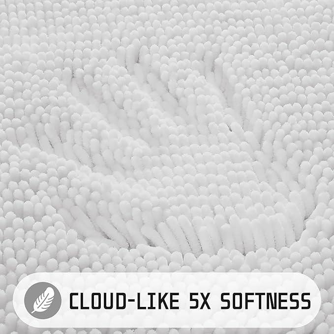 Yimobra Washable Bathroom Rugs, Super Soft & Absorbent Chenille Bath Mat for Floor & Carpet, Quick Dry Non Slip Bath Mat for Tub Shower, 24" x 17",White - ModernBath