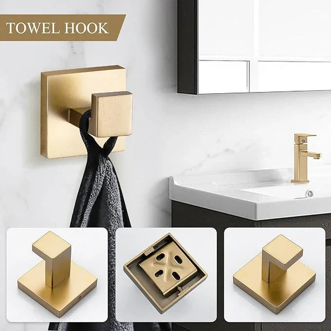 TURS Brushed Gold Bathroom Hardware Set 4-Piece Bath Towel Bar Set 24 Inch Stainless Steel Towel Holder Set for Bathroom Wall Mounted - ModernBath