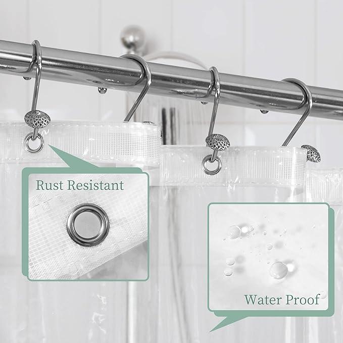 Mrs Awesome Extra Long Shower Curtain Liner 96" Length, Ceiling to Floor XL PEVA Plastic Shower Curtain for Bathroom Lightweight & Waterproof, 72 x 96, Clear - ModernBath