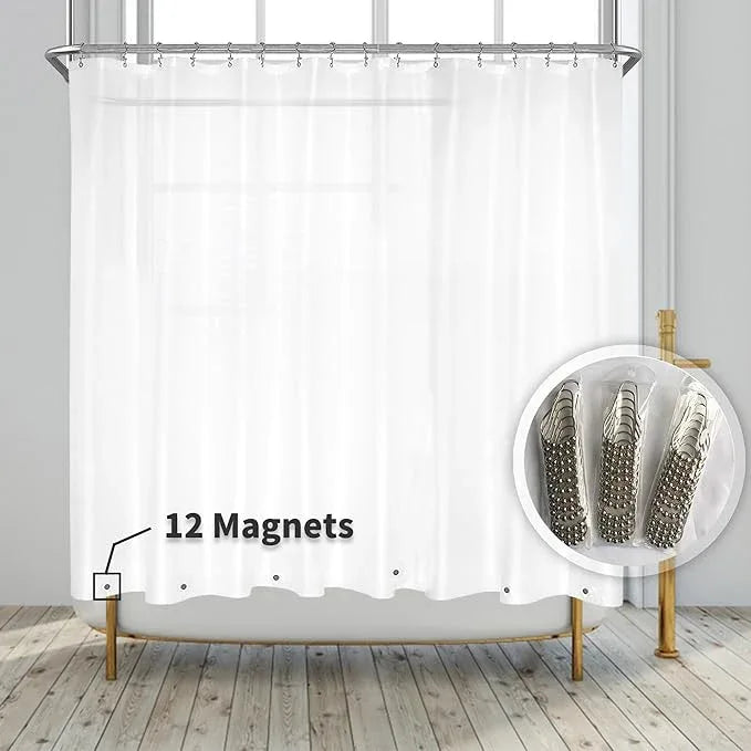 Barossa Design Clawfoot Tub Shower Curtain Liner with 12 Magnets - 180" W x 60" H Short PEVA Shower Curtain Wrap Around for Bathroom, Waterproof PVC Free & Metal Grommets - Frosted, 180x60 - ModernBath