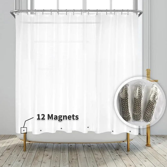 Barossa Design Clawfoot Tub Shower Curtain Liner with 12 Magnets - 180" W x 60" H Short PEVA Shower Curtain Wrap Around for Bathroom, Waterproof PVC Free & Metal Grommets - Frosted, 180x60 - ModernBath