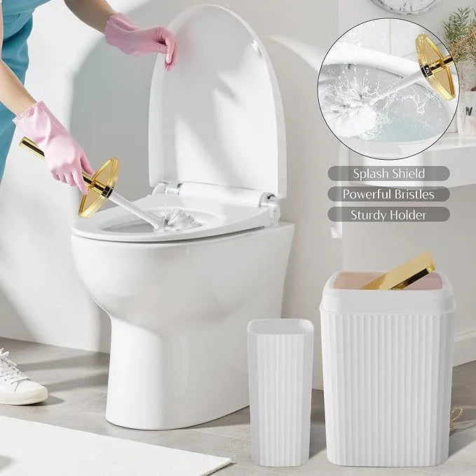 WSBArt 17PCS Bathroom Accessory Set Bathroom Set Gold Bathroom Accessories,Toilet Brush, Trash Can, Qtip Holder Dispenser& 3PCS Soap Dispenser - ModernBath