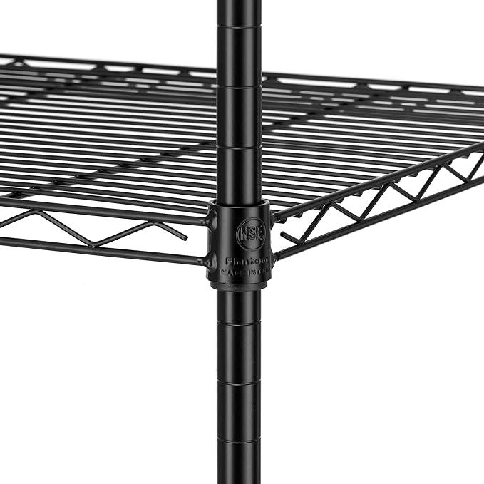 Finnhomy Heavy Duty 5 Tier Wire Shelving Unit, 18x18x59-inches 5 Shelves Storage Rack, Metal Shelving with Thicken Steel Tube, NSF Certified, Black - ModernBath