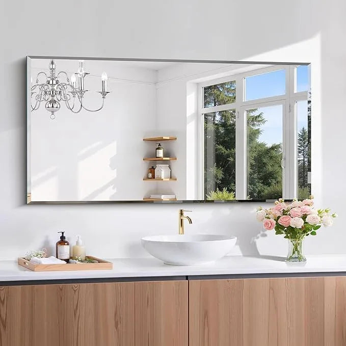 CILIBER Beveled Mirror, 24x48 Beveled Bathroom Mirrors for Over Sink, Upgraded Shatterproof Beveled Frameless Vanity Mirror for Bathroom,Bedroom,Living Room and Entryway - ModernBath