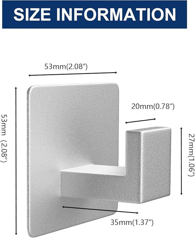 VAEHOLD 4 Pack Adhesive Towel Hooks, Heavy Duty Wall Hooks Aluminum Hooks Stick on Door, Kitchen, Bathroom for Hanging Coat, Hat, Towel, Robe, Clothes (Silver) - ModernBath