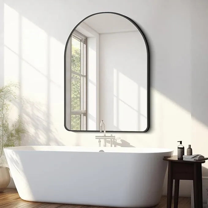 FORBATH Arched Mirror 30x40 Inch, Black Arched Bathroom Mirror Wall Mounted Modern Black Aluminum Frame Decor Large Dresser, for Bedroom Living Room Entryway, Hanging or Leaning Against Wall - ModernBath