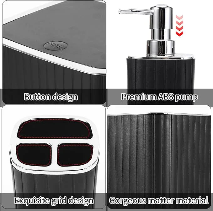 XLHOMO Bathroom Accessories Set - 25PC Black Bathroom Set, Bathroom Set with Shower Curtain and Rugs, Black Shower Curtain Set & Bathroom Rugs - ModernBath