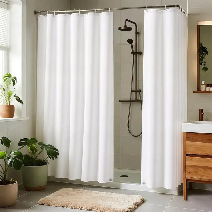 Biscaynebay Fabric Shower Curtain Liner 72x72 Inch-4 Packs White Water Resistant Bathroom Curtains-Hotel Soild Polyester Shower Liners Washable with Magnets - ModernBath