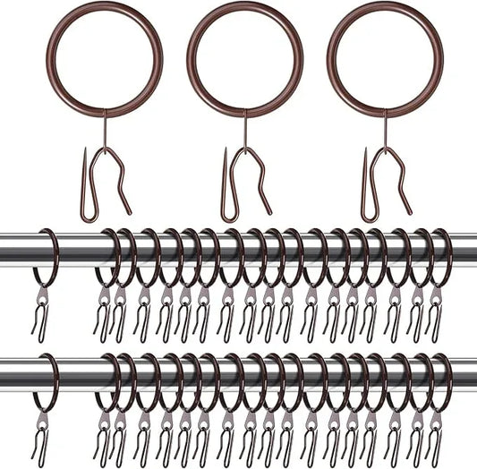 Qunclay 100 Set 1.65 Inch Metal Curtain Rings with Eyelets Curtain Hooks for Drapes and Metal Drapery Pin Drapery Hooks for Window Door Shower Bathroom Rings (Brown) - ModernBath