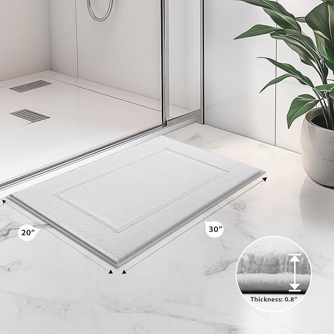 anllugs Bathroom Rugs 20" x 30", Non-Slip Extra Soft Absorbent Bath Rugs, Machine Washable Quick Dry Bath Mats for Bathroom Floor, Shower, Bathtub and Sink, White - ModernBath