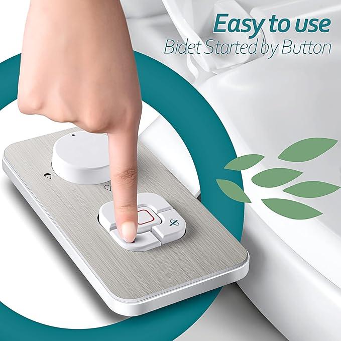 SAMODRA Bidet Attachment, Non-Electric Cold Water Bidet Toilet Seat Attachment with Pressure Controls, Retractable Self-Cleaning Dual Nozzles for Frontal & Rear Wash - Brushed Nickel - ModernBath