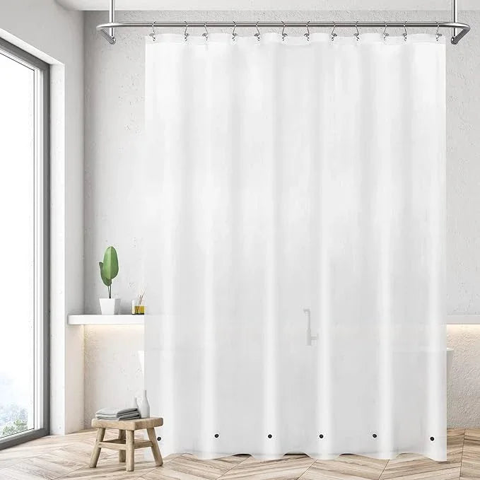 Mrs Awesome Extra Long Shower Curtain Liner with 6 Magnets 72 x 84 inch, Frosted PEVA 8G Heavy Duty Thick Plastic Shower Curtain, Waterproof, 72x84, Frost - ModernBath