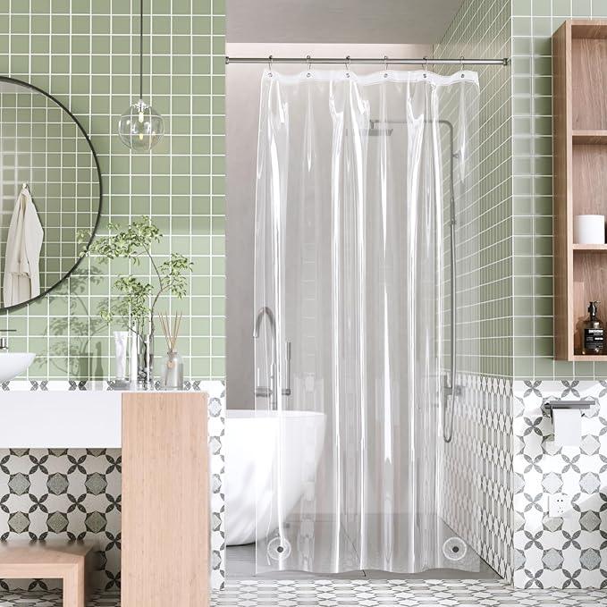 AmazerBath Stall Shower Curtain Liner, 36x78 Clear Shower Curtain Liner, Long Waterproof Plastic Shower Liner, Lightweight PEVA Shower Curtain with 2 Magnets and 6 Rustproof Metal Grommets - ModernBath