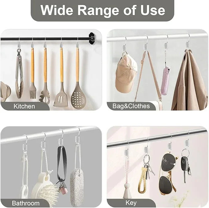 12 PCS Set of Shower Curtain Hooks, Spiral Hard Spring Shower Curtain Rings, Decorative Silver Shower Curtain Hook Rings, Rust Proof Shower Curtain Rings, Shower Curtain Hooks, Chrome Plated - ModernBath